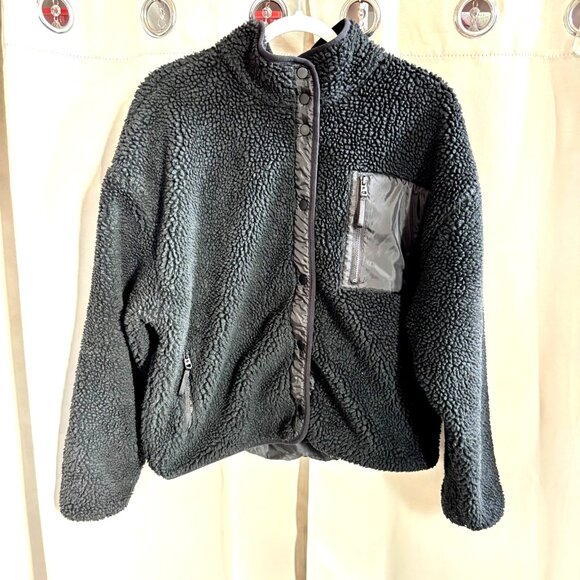 Fabletics Womens Teddy Tahoe Jacket Size XL Fleece Zip Satin Gorpcore 19121 - Picture 1 of 11